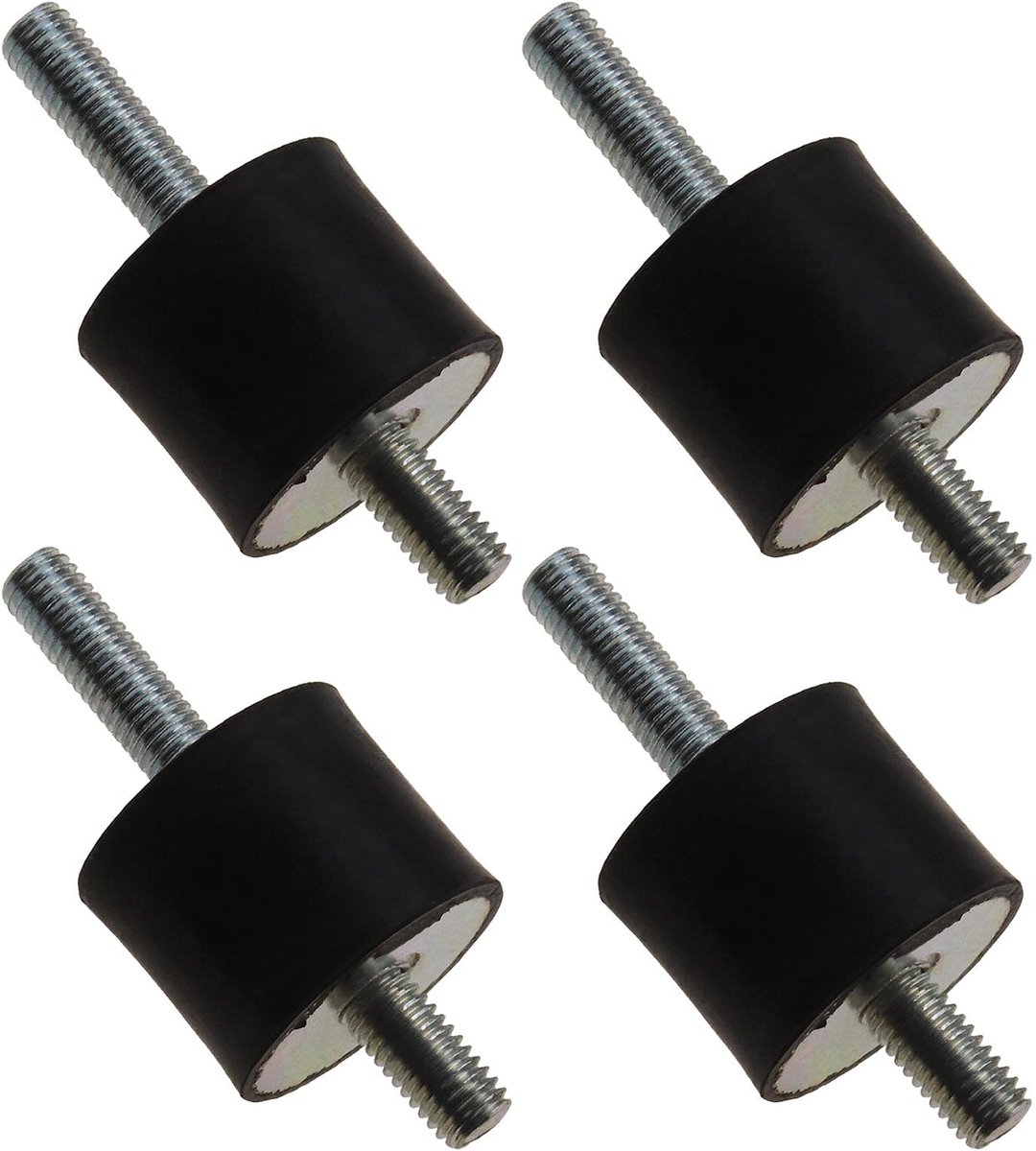 Dailygoods- Rubber Mount Kit - 4x M8 Rubber/Staaldemper - Trillingsisolatie - Geluidsreductie - Zwart/Zilver - 30x25mm - Trillingsisolator