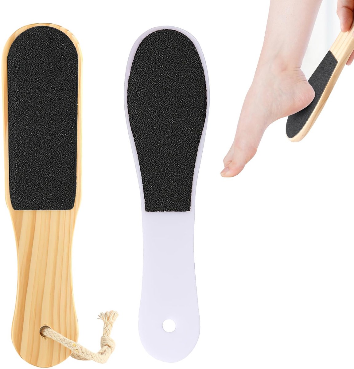 Dailygoods- Voetschraper Professionele Set van 2 - Voetvijl Hout/Kunststof - Eeltverwijderaars - Antislip - Duurzaam - Dubbelzijdig Ontwerp