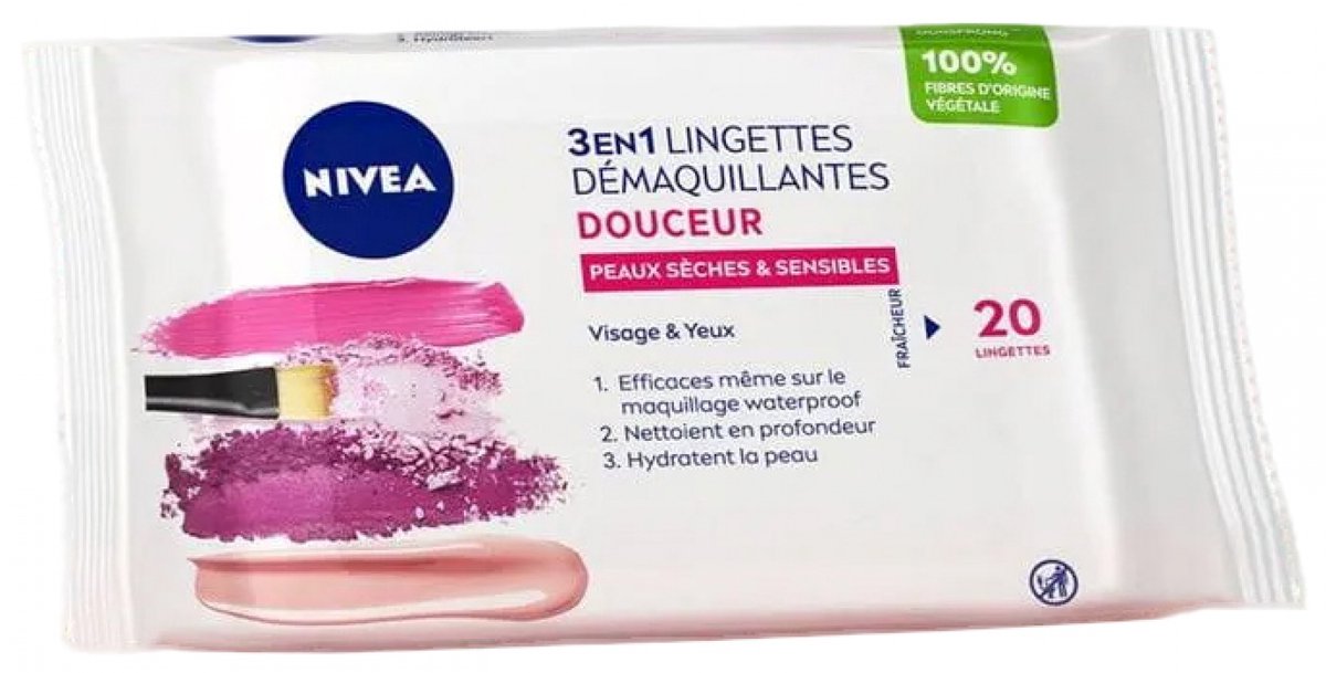 Nivea 3in1 Gentle Cleansing Wipes Voor de Droge en Gevoelige Huid 20 Doekjes