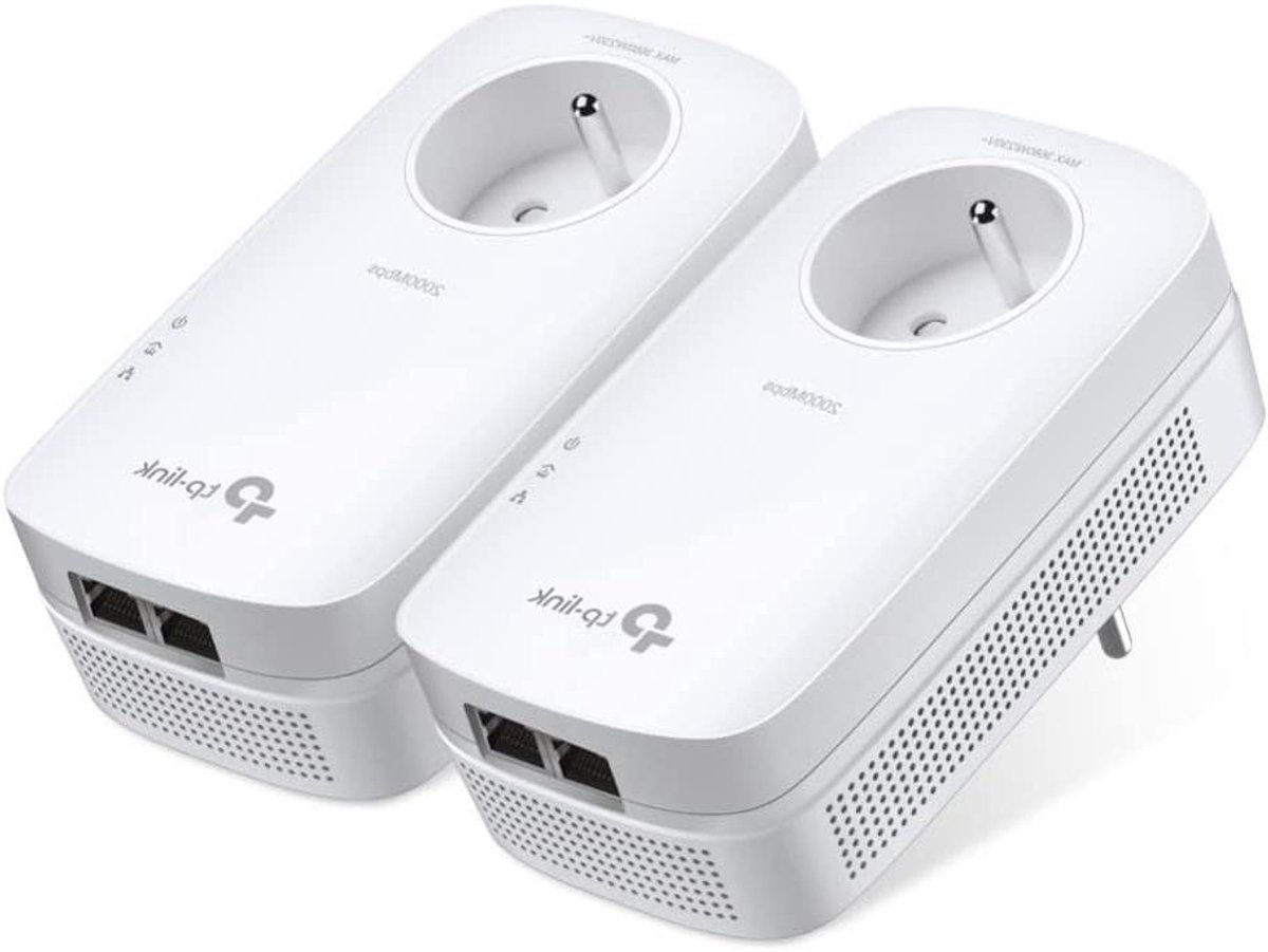 Powerline Kit - Netwerk Adapter - Internet Verbinding - Gigabit Poorten - 2000 Mbps - Wit
