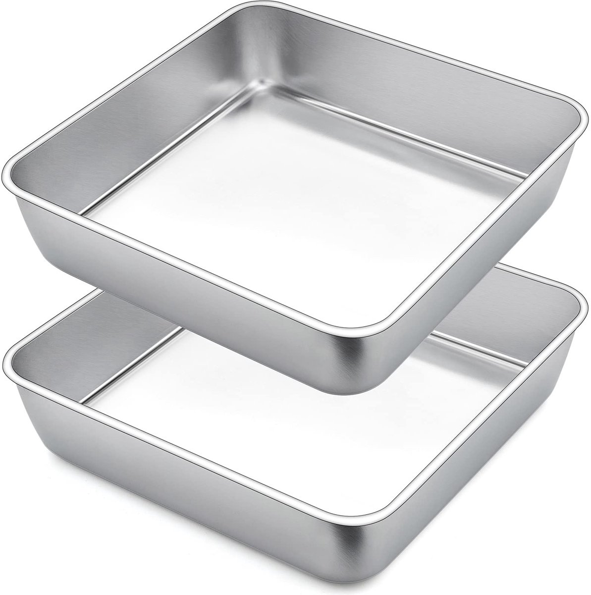 Dailygoods- Taartvormen Set van 2 - Vierkante Bakvormen - Roestvrij Staal - 23,5 x 23,5 x 5 cm - Vaatwasmachinebestendig - Gezond en Veilig Materiaal - Bakvorm