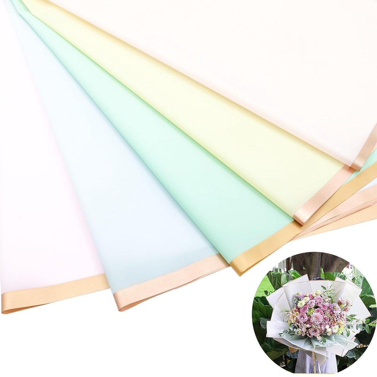 Dailygoods- Inpakpapier Waterdicht - 20 Stuks - 58x58 cm - Bloemen Design - DIY Verpakking - Luxe Decoratie - Verpakkingspapier