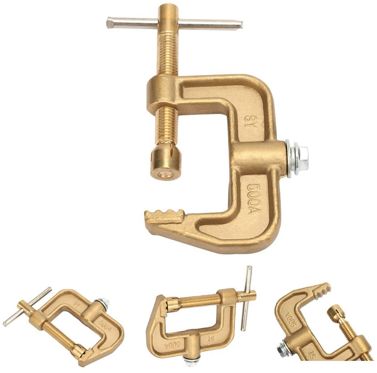 Dailygoods- Aarde Klem G-Vorm - Messing Materiaal - 500A Capaciteit - Schokbestendig - Veelzijdig Gebruik - Lange Levensduur - Las Klem