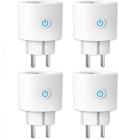 4 stuks smart Plug 16A 3680W met Energiemeter,Slimme Stekker Compatibel met Alexa/Google Home, Voice Control, App Tuya/Smart Life, Wifi 2.4 GHz, Geen bridge benodigd