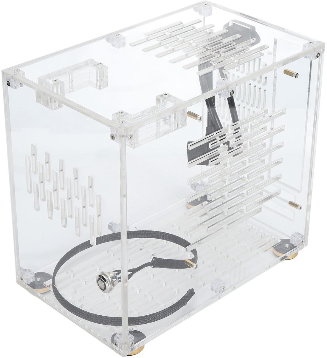 Dailygoods- Computerbehuizing Mini ITX - Transparant Acryl - 360 Graden Open Kabelkoeling - Eenvoudige Installatie - Panoramisch Paneel - Hoge Prestaties - Pc Kast
