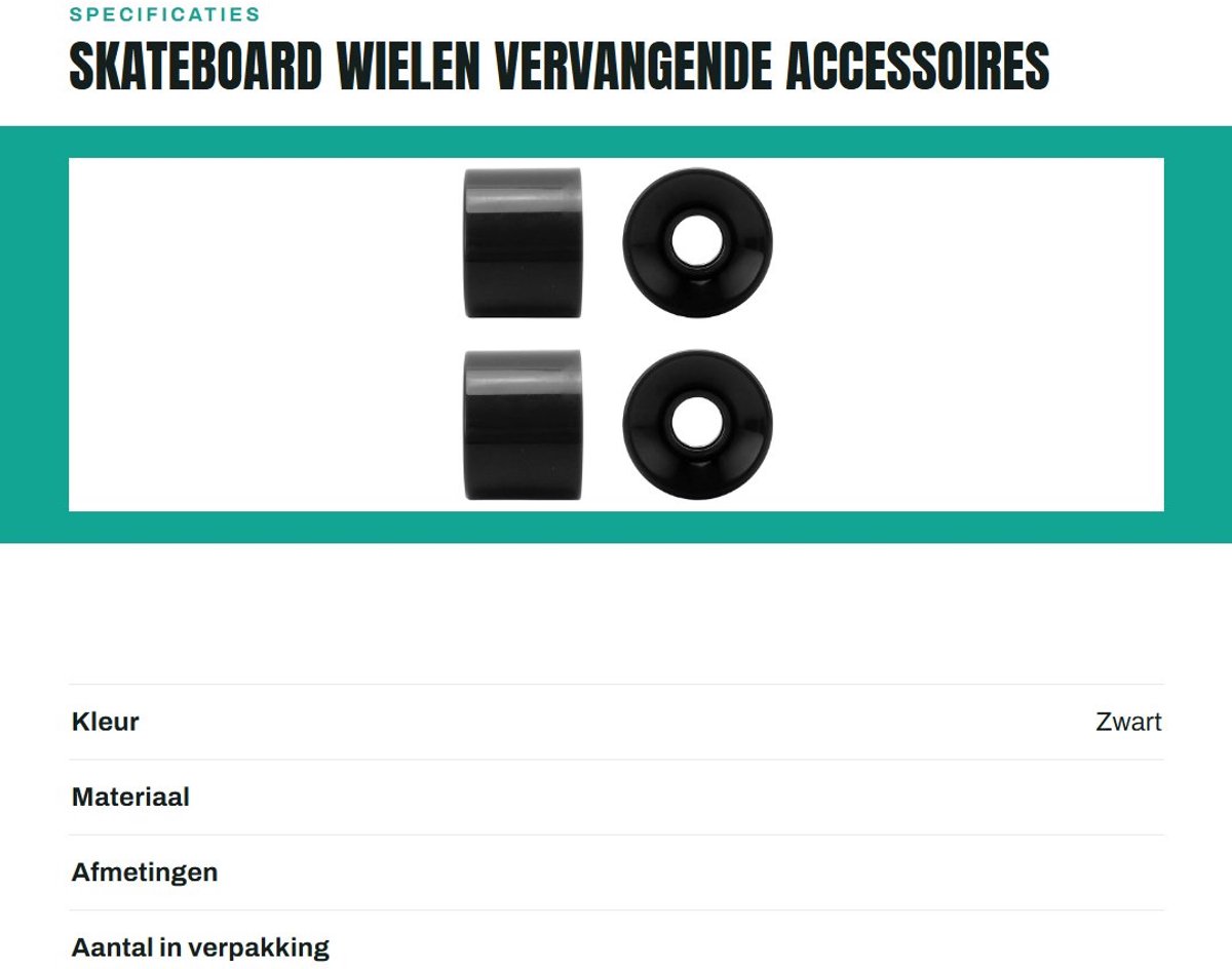 Dailygoods- Skateboard Wielen 60mm - 78A Hoog Elastisch - Antislip - Slijtvast - Vervangingsaccessoire - Snelle en Gladheid - Longboard Wielen