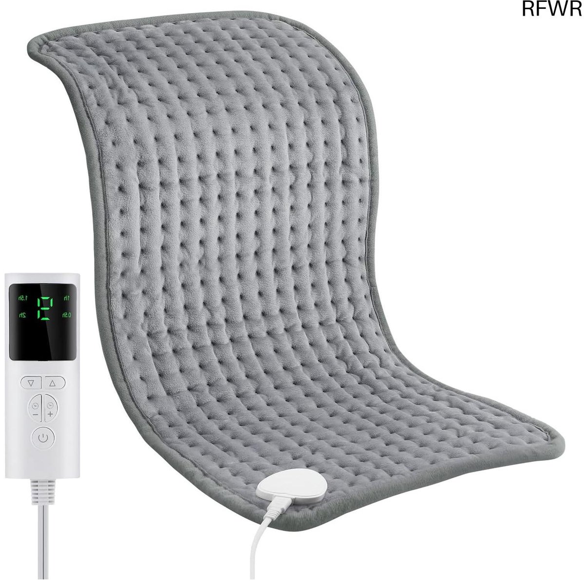 Elektrisch Warmtekussen - Verwarmend Kussen - Lichaamsontspanning - 9 Verwarmingsniveaus - 29x58cm - Grijs