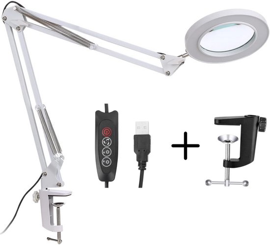 My Green Deal - Loeplamp met led verlichting - Met tafelklem - Vergrootglas 5X met verlichting - Led looplamp - Hobbylamp - Vergrootglas op standaard