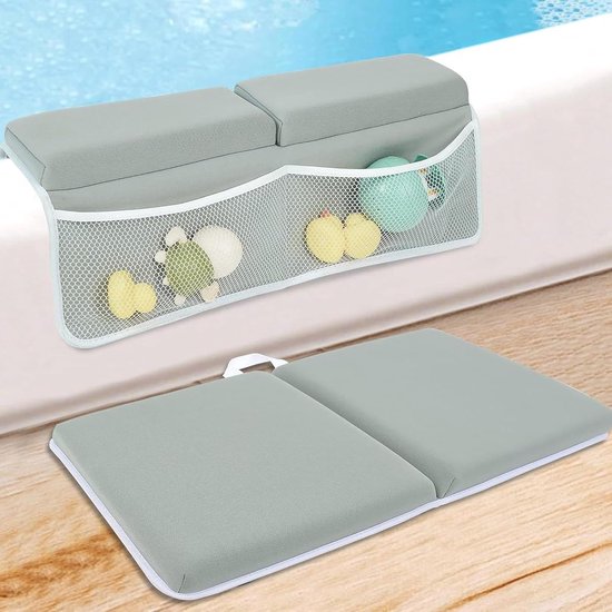 Baby Bad Set - Kniekussen Ondersteuning - Comfortabel Baden - Met Opbergvakken - 56 x 28 cm - Grijs — afbeelding 5