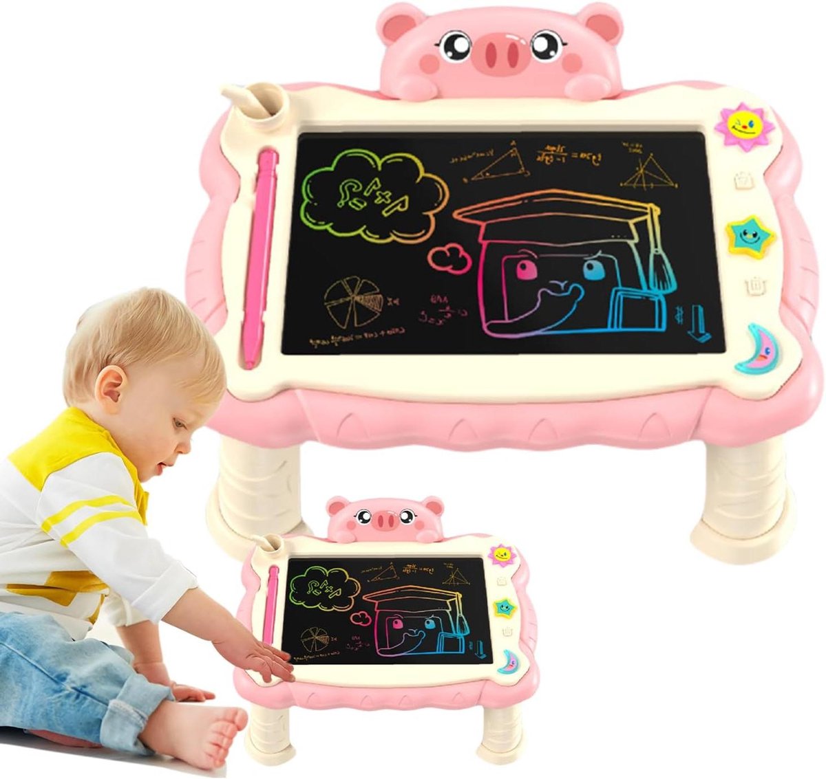 LCD Tekentablet - Digitaal Notitieblok - Creatief Leren - Buigbaar Ontwerp - 30 cm - Roze