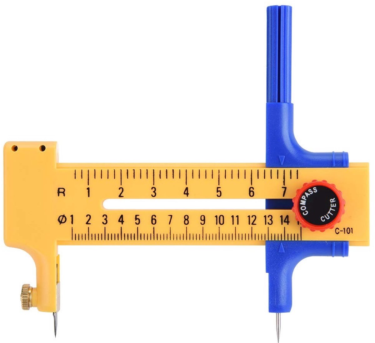 Dailygoods- Cirkelsnijder - Verstelbaar tot 1-15 cm - Vaste Grip - Snijmes - Effectief Gereedschap - Geschikt voor Papier - Snijgereedschap