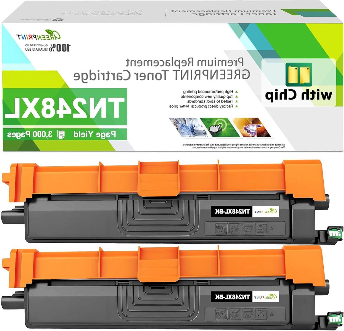 Tonercartridges Zwart - Hoge Capaciteit - Printer Benodigdheden - Met Chip - 2 Stuks - Zwart