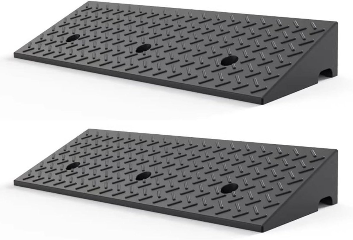 Oprijplaat Rubber - Drempelhulp Oprit - Veilige Overgang Creëren - Modulair Systeem - 50x30x12cm - Zwart