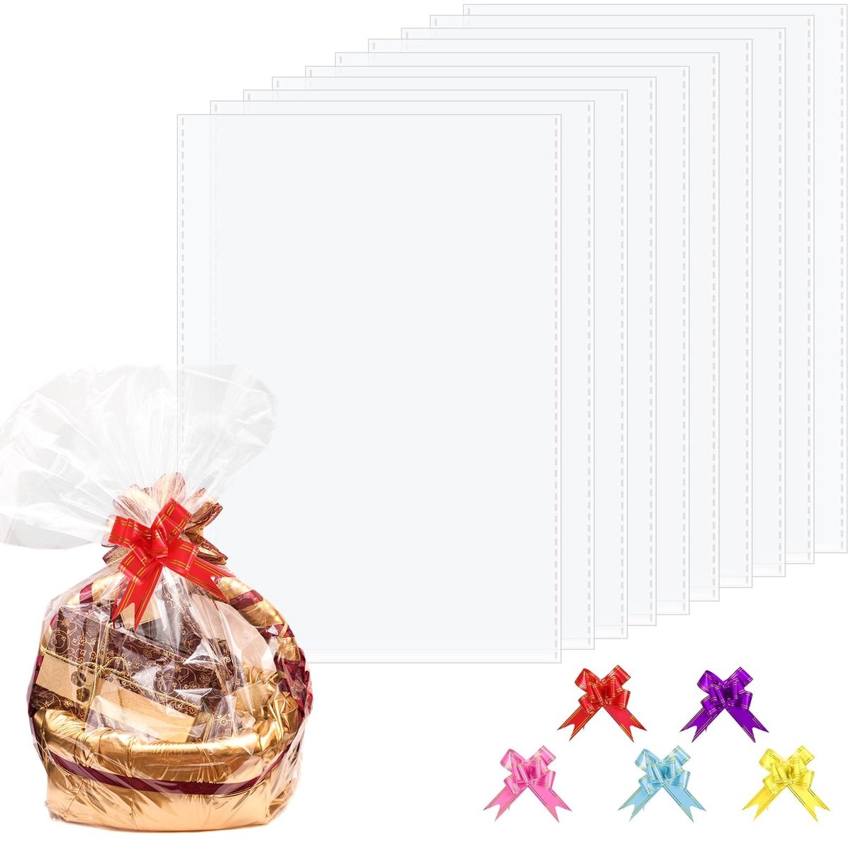 Dailygoods- Cellofaanzakjes 10 stuks - Grote cellofaanzakken 50x75 cm - Transparante geschenkzakjes - Knutselmanden - Boeketten - Premium OPP-kunststof - Geschenkzak