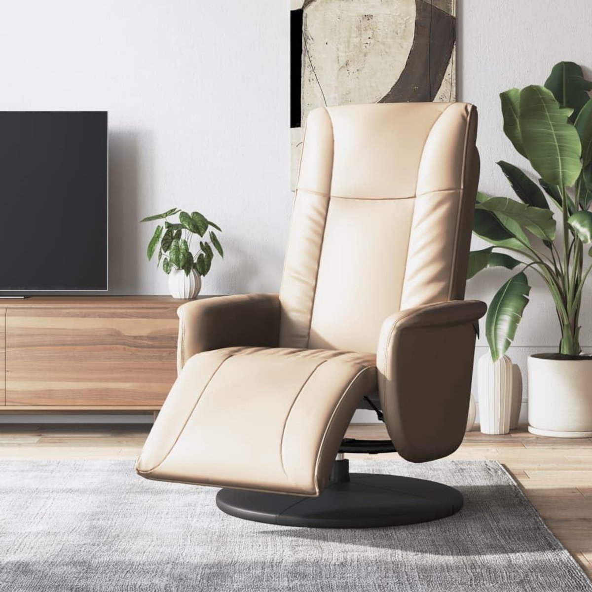 Relaxstoel met voetensteun - Draaibare fauteuil - Ontspannen na werk - Handmatige ligfunctie - 71x130 cm ligstand - Cappuccino bruin