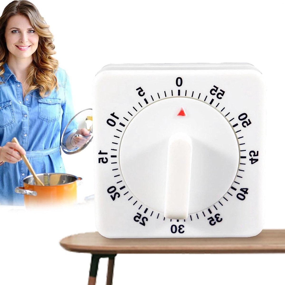 Keukentimer - Kookwekker Oventimer - Nauwkeurig Koken - Kindvriendelijk Ontwerp - 60 x 60 x 35 mm - Wit