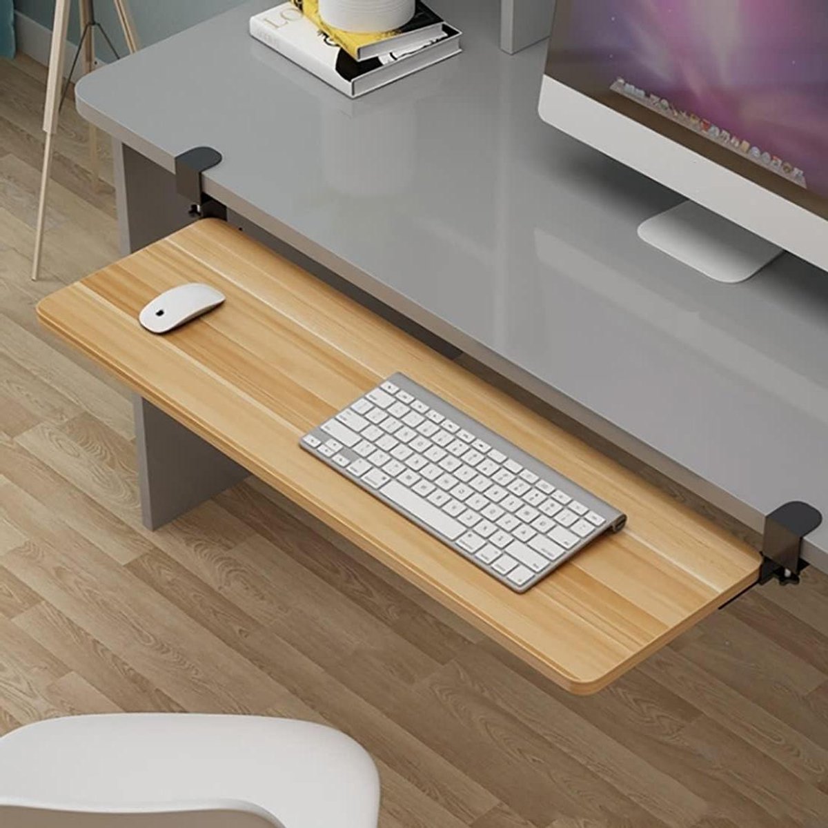 Toetsenbordlade Onder Bureau - Uittrekbare Lade - Ergonomisch Werken - Punchvrije Klem - 65 cm Lengte - Zwart