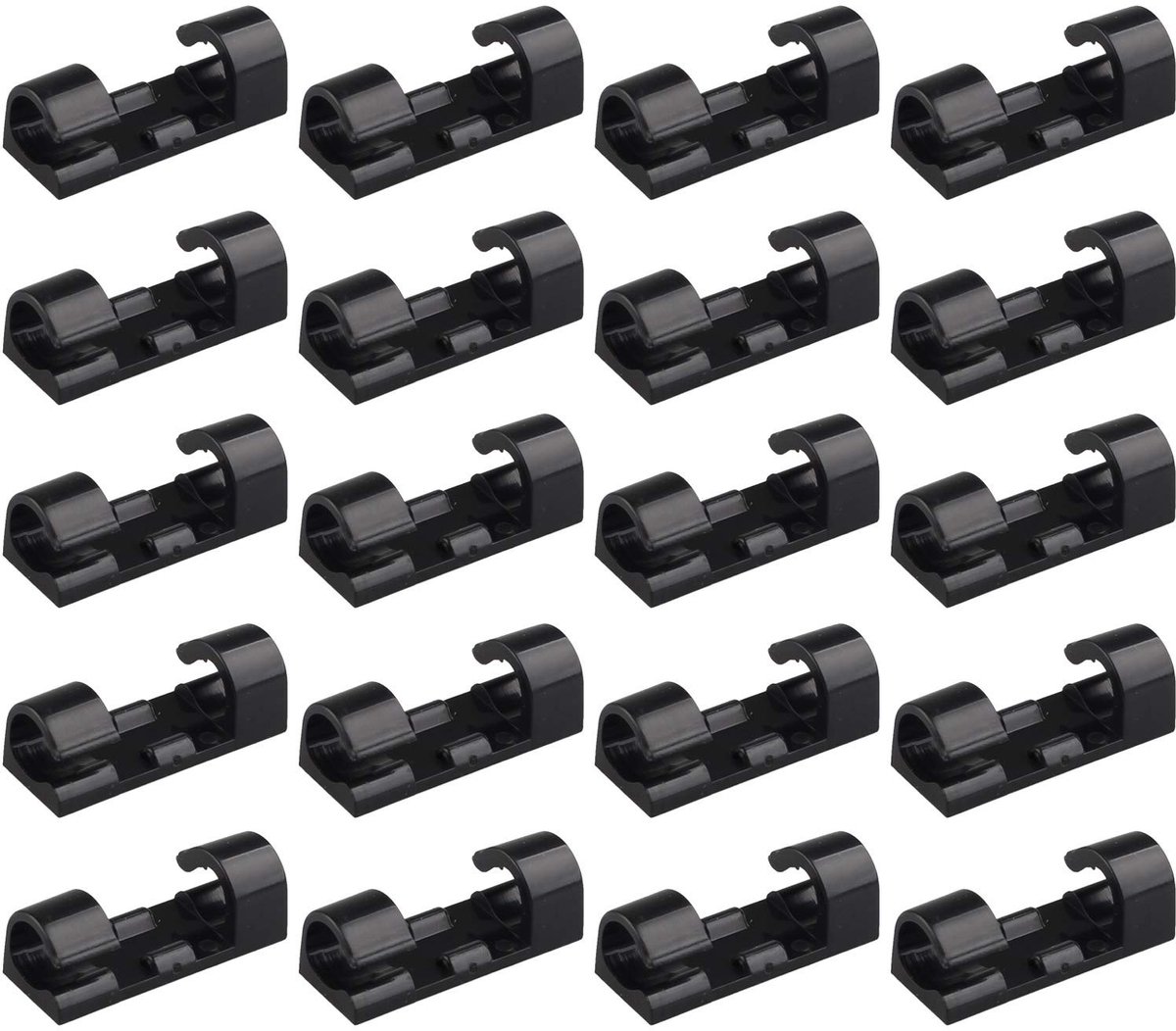 Dailygoods- Kabelclips 20 Stuks - Sterke Zelfklevende Klemmen - Duurzaam Kunststof - Kabelbeheer - Ruimtebesparend - Voor Draden tot 7mm - Kabelhouder