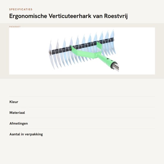 Dailygoods- Verticuteerhark Roestvrij Staal 12,8 Inch Breed - Ergonomisch Handvat - Eenvoudig Te Monteren - Gazonhark - Dood Gras Opruimen - 3 Secties van Dailygoods — afbeelding 2