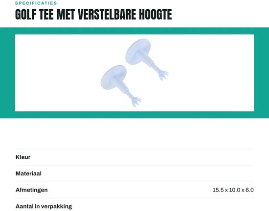 Dailygoods- Accessoires - Golf Tee - Verstelbare Hoogte 53-73 mm - T-base 53 mm - Duurzaam PET Materiaal - Lichtgewicht en Robuust - Golftee van Dailygoods — afbeelding 3