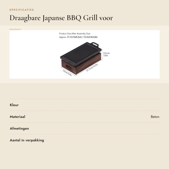Dailygoods- Barbecue Grill Draagbaar - Grillbakplaat - Houtskool Kachel - Geschikt voor 3-5 Personen - Aluminiumlegering - Afmetingen 31,7 x 15 x 9,2 cm van Dailygoods — afbeelding 3