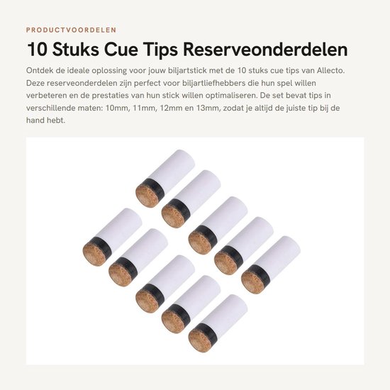 Dailygoods- Cue Tips Set van 10 Stuks - Reserveonderdelen - Biljartstick Reparatie - Hoogwaardige Materialen - Duurzaam - Geschikt voor 10/11/12/13 mm - Biljarttips van Dailygoods — afbeelding 5