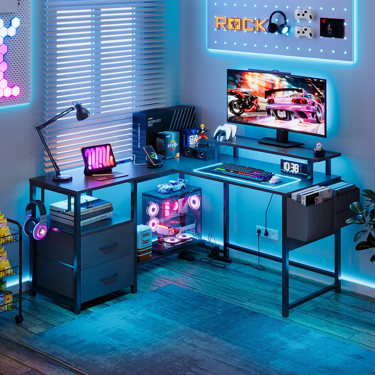 Mihtrov Mihtrov L-Vormig Gaming Bureau - afbeelding 5