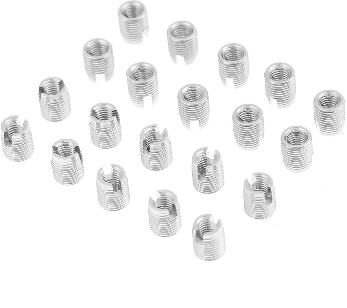 Dailygoods- Draadreparatie-inzetstukken M3 x 6 mm - Zelftappende - 20 Stuks - RVS SUS303 - Verbeterde verbindingssterkte - Slijtvastheid verhogen - Draadinzetstukken