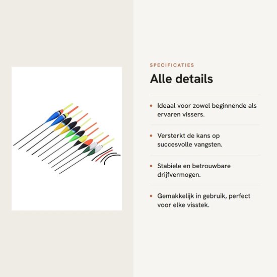 Shopcentral - Vissen - Kleurige Dobbers - Hooggevoelig en Duurzaam - Random Kleur - Visspullen - Voor Zoetwatervissen - 10 Stuks van Merkloos — afbeelding 2