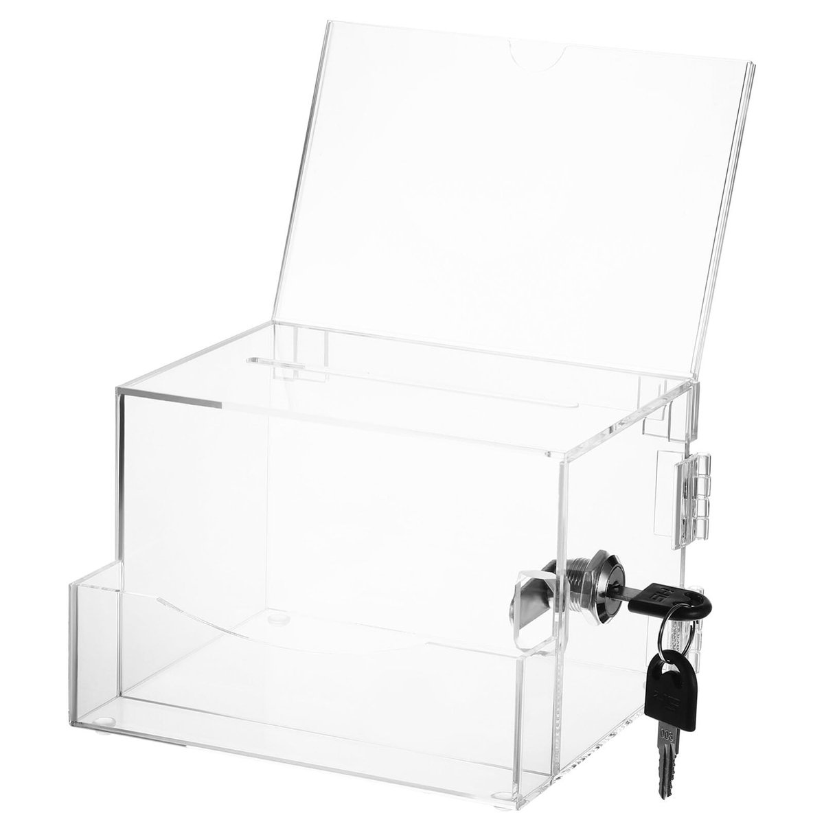 Dailygoods- Suggestiebox Afsluitbaar - Acryl Stembus met Slot - Tekenhouder - Doorzichtige Donatiedoos - Opmerkingenvak - Veilig en Betrouwbaar