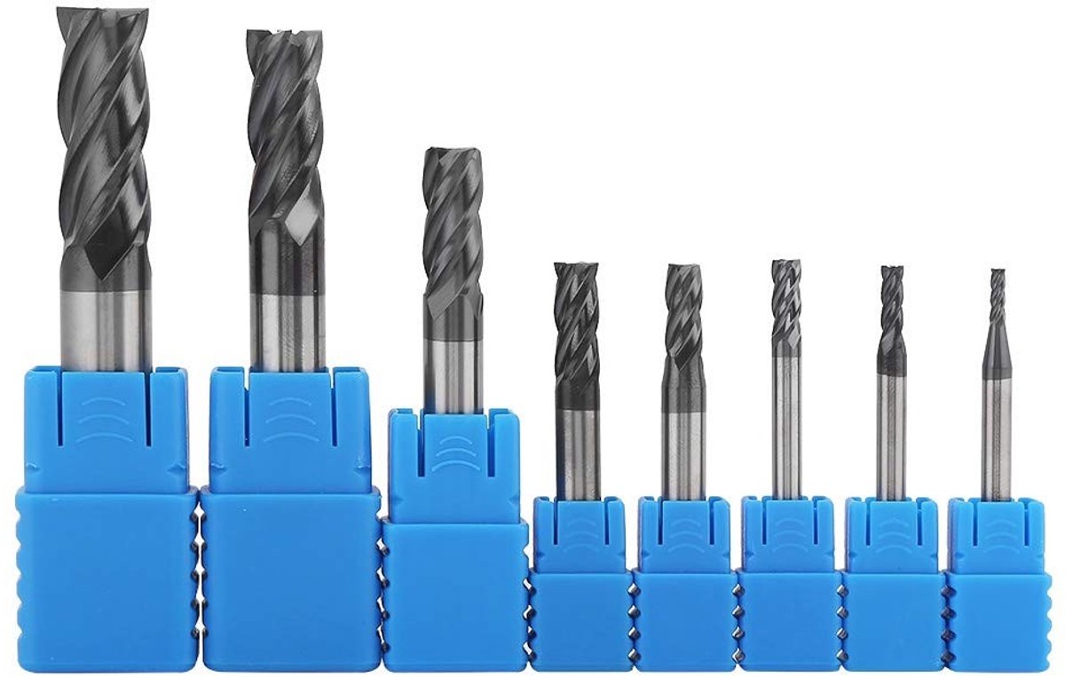 Dailygoods- Frezen 8-delige Set - Wolfraamstalen Frees - 4-fluiten Gereedschap - Hout/Aluminium - Duurzaam - Hoge Taaiheid - Freesgereedschap