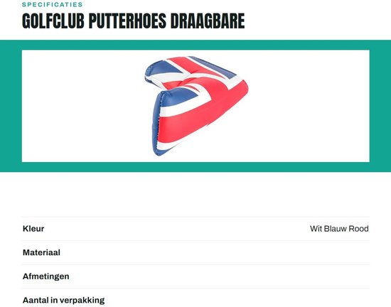 Dailygoods- Putterhoes Universele Pasvorm - Draagbaar - Duurzaam - Golfclubbeschermer - Stijlvol Patroon - Afmetingen 19x14 cm - Golfclubhoes van Dailygoods — afbeelding 3