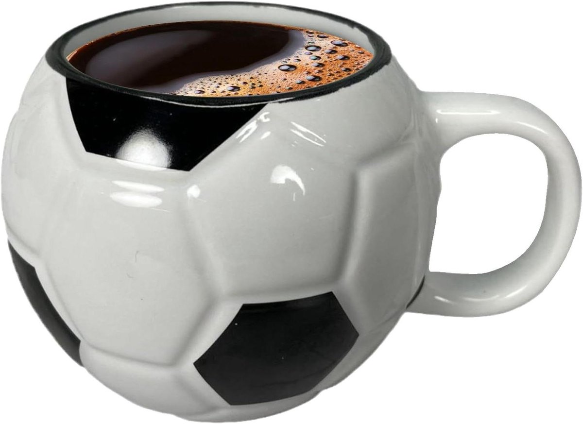 Voetbal mok - Keramische beker - Koffie en thee - Voetbal reliëf design - 400 ml - Meerkleurig