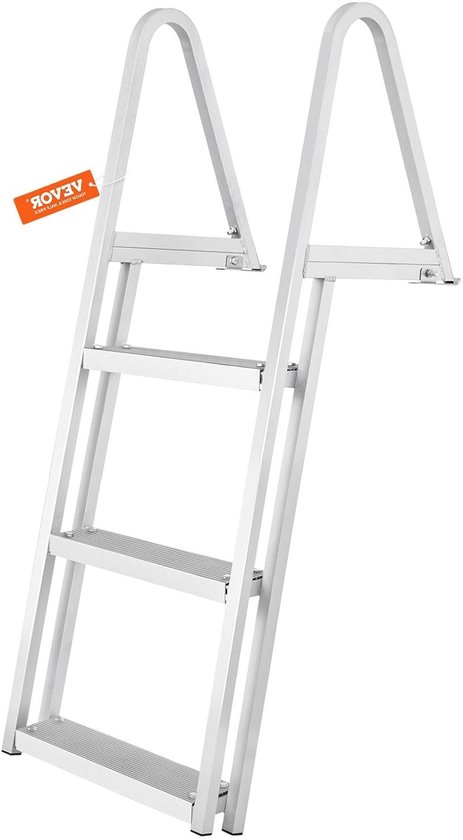 VEVOR Dock Ladder, 3 Removable Steps, 159 kg Load Capacity, Aluminium Alloy Boat Ladder with Wide Step and Non-Slip Rubber Mat for Boarding Ships/Lakes/Pools/Seas