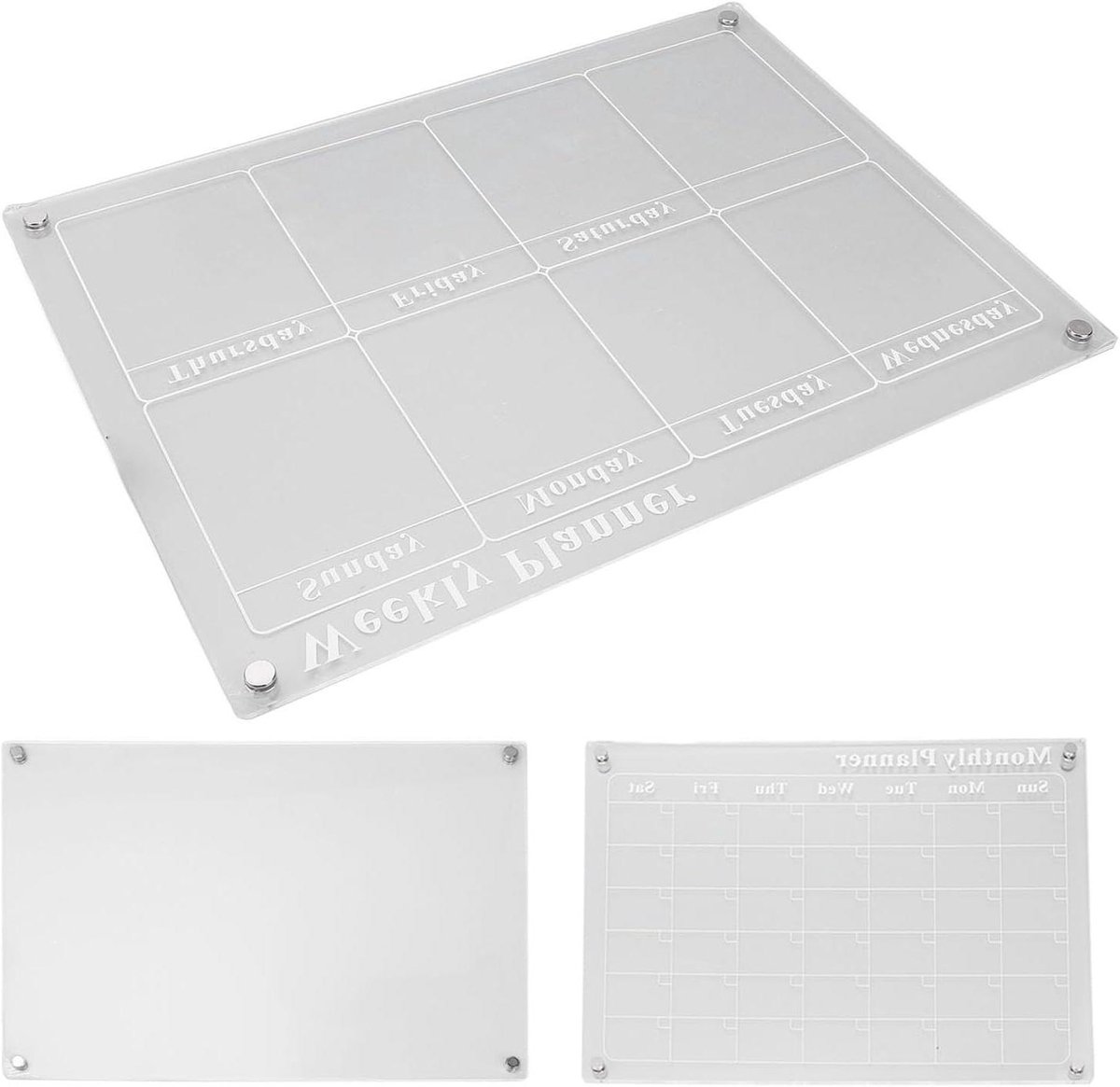 Acryl planbord set - Maandelijkse planner - Gezinsorganisatie - Duurzaam materiaal - 40 x 30 cm - Transparant