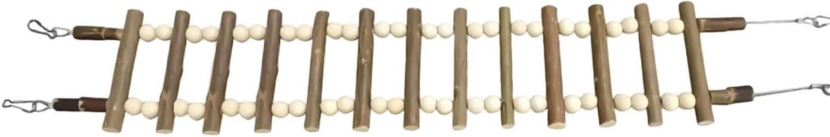 Vogel Klimladder - Parkiet Schommelbrug - Vogelkooi Inrichting - Handgemaakt Natuurlijk Hout - 30 x 15 x 4 cm