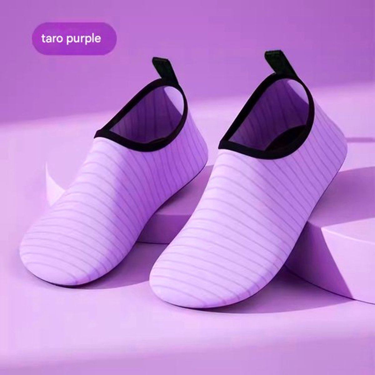 Sportschoenen met zachte zool - Taro paars (dikke rubberen zool) Waterschoenen/sokken voor volwassenen (L/38-39) - Antislip zwemschoenen - Fijne strepen - Indoor sportschoenen