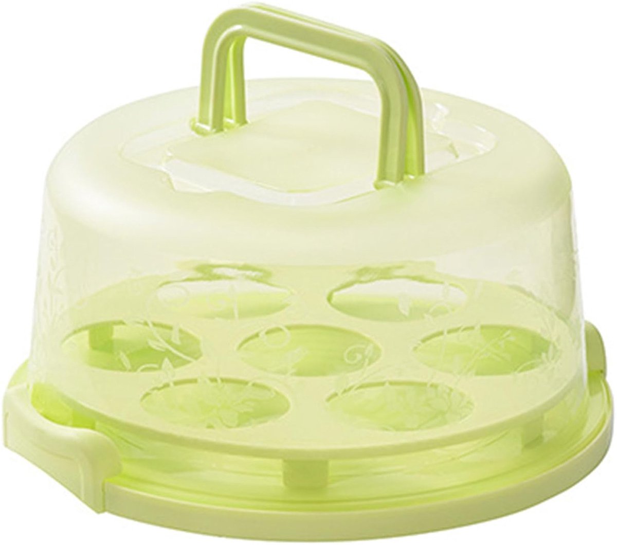 QTTVBTNA – Taartdoos - Kuchen Transportbox - Torten Transportbox - Draagbare Cake Carrier - Levensmiddelveilig PP Materiaal - Antislip - Ideaal Voor Feesten En Cadeaus - 1 Stuk - Groen