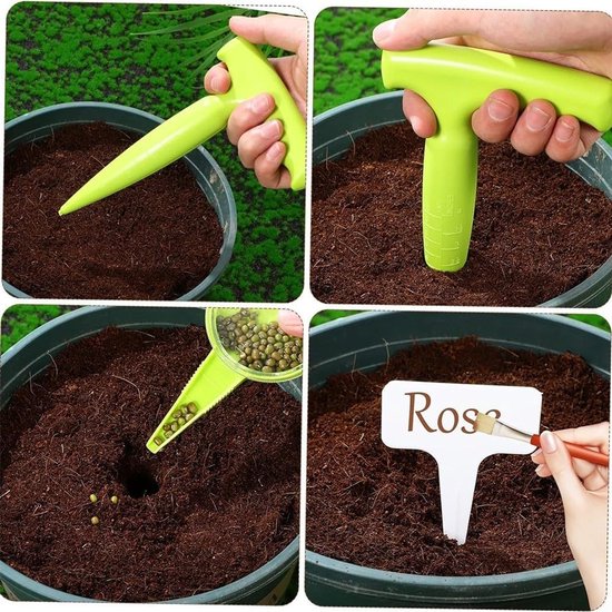 Solidchoice- Plantenzaaier set 5 maten - Ergonomische zwengel - Kunststof - Tuingereedschap - Labels voor tuinieren - Gaten van 0,12-1,0 cm - Zaaigereedschap van Solidchoice — afbeelding 3