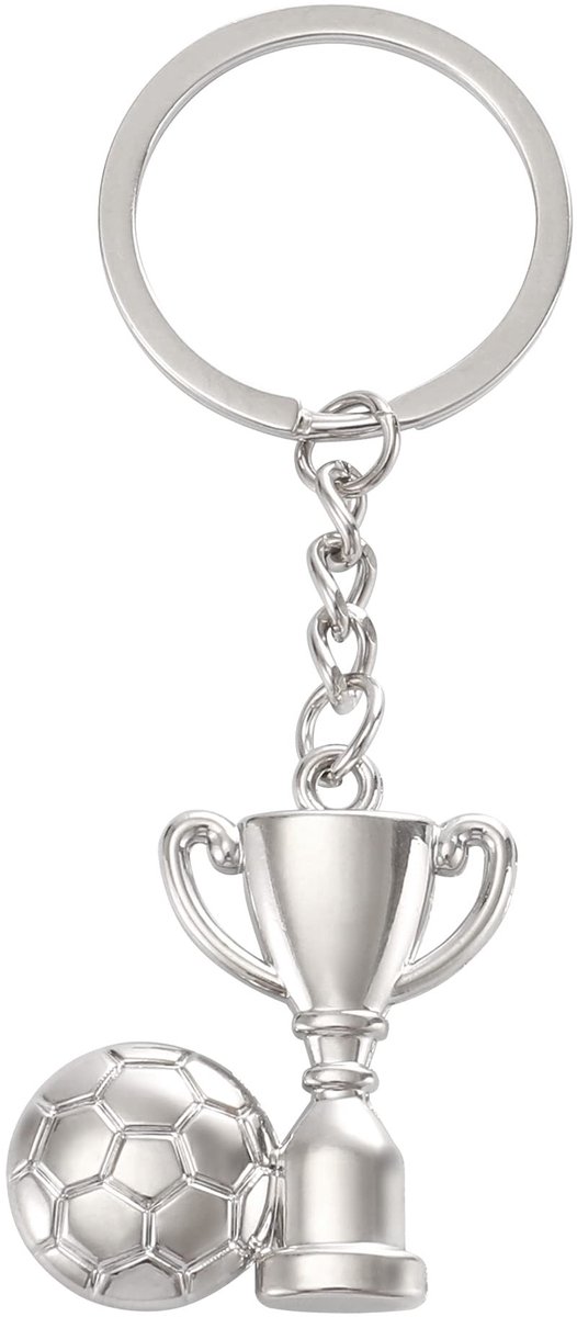 Dailygoods- Sleutelhanger Zilverkleurig Voetbalschoen/Trofee - Sleutelhanger Auto - Sleutelhanger Foto - Sleutelhanger Ringen - Sleutelhanger Volwassenen - Robuust Metaal - Voetbalsleutelhanger