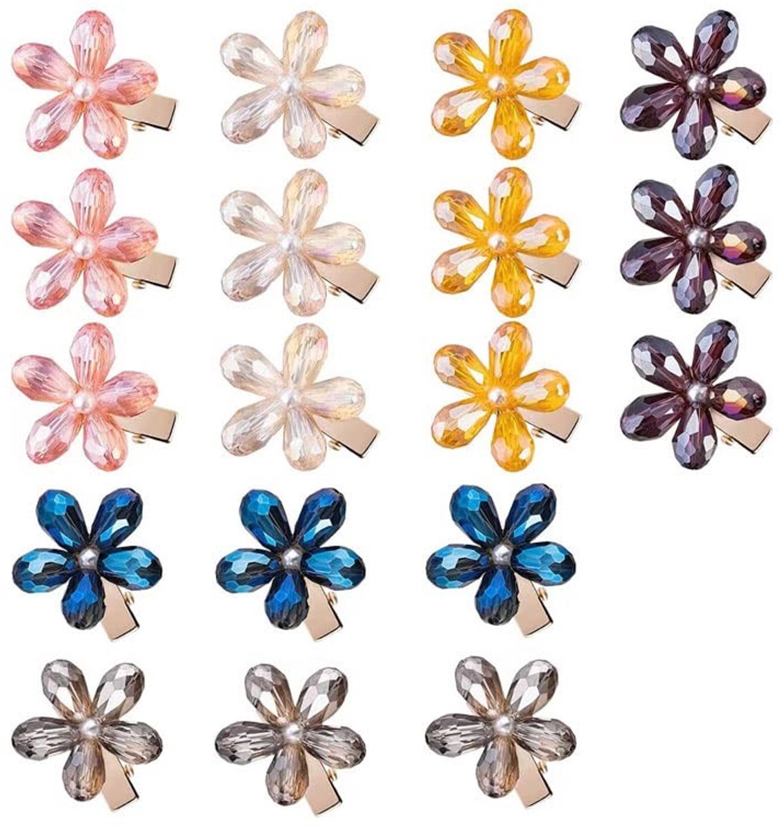 Dailygoods- Haarclips 18 Stuks - Mini Kristallen Haarspelden - Krokodillenklemmen - Retro Haaraccessoires - Geschikt voor Dun en Krullend Haar - Perfect Cadeau