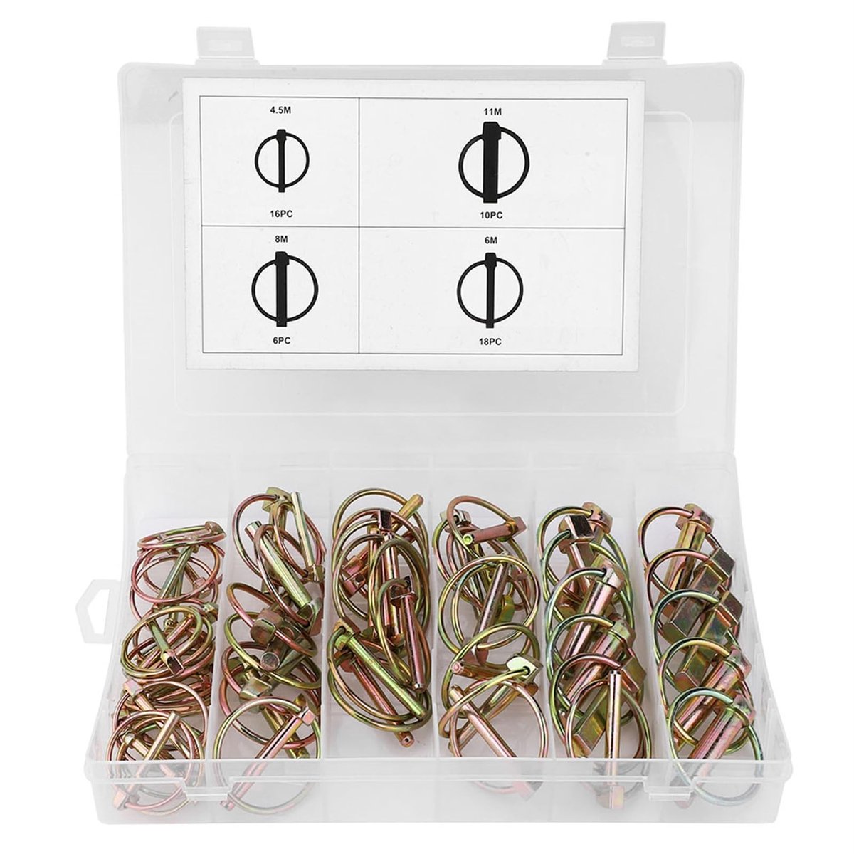 Dailygoods- Lynch Pin Assortiment 50-delig - Stalen Ringvormige Veiligheidsspeld - Verzinkt - Voor Landbouwtractor - Geschikt voor ATV's - Roestbestendig - Veiligheidspeld