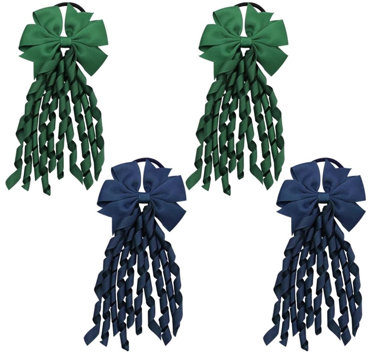 Dailygoods- Scrunchie Set - 4 Stuks - Bosgroen/Marineblauw - Spiraalvormige Haaraccessoires - Duurzaam Materiaal - 8,5 cm x 17 cm - Haarband