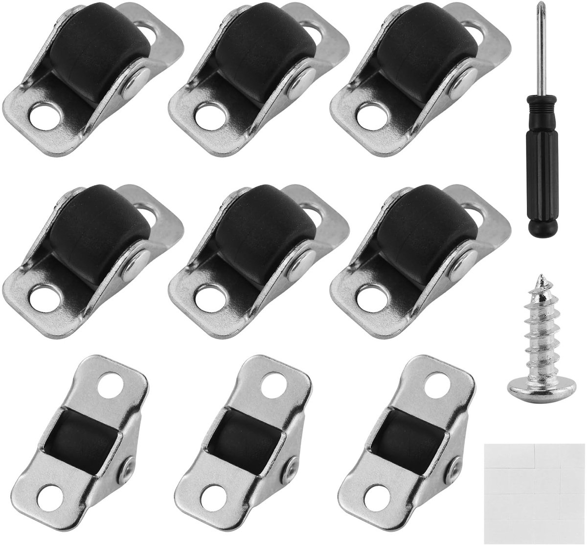 Dailygoods- Meubelwielen 8 Stuks - Rubber/Metalen Plaat - Geluidsarm - Mini-Stuurwielen - 1,2 cm - Eenvoudig te Installeren