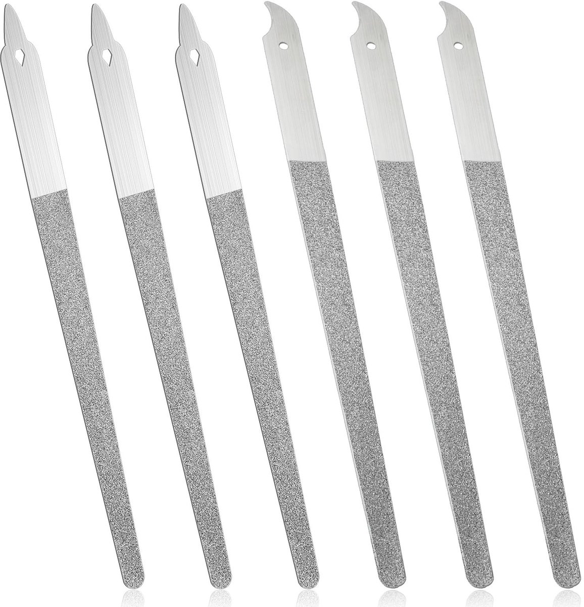 Dailygoods- Nagelvijl Dubbelzijdig - 6 Stuks Roestvrij Stalen Nagelvijlen - Spitse/Bogen Tip - Professioneel Gereedschap - Nageltrimvijl voor Manicure/Pedicure