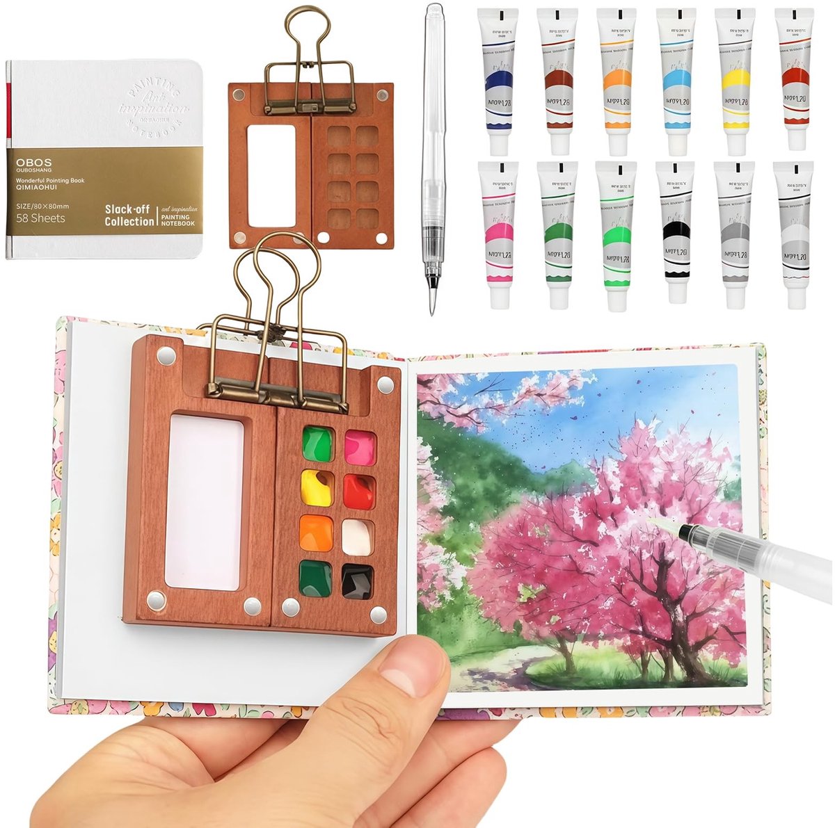 Dailygoods- Aquarel Reisset 10 Stuks - Draagbare Verfbak - Nano Mengpalet - Compact 6x6 cm - Lichtgewicht Voor Onderweg - Ideaal Voor Volwassenen - Verfset