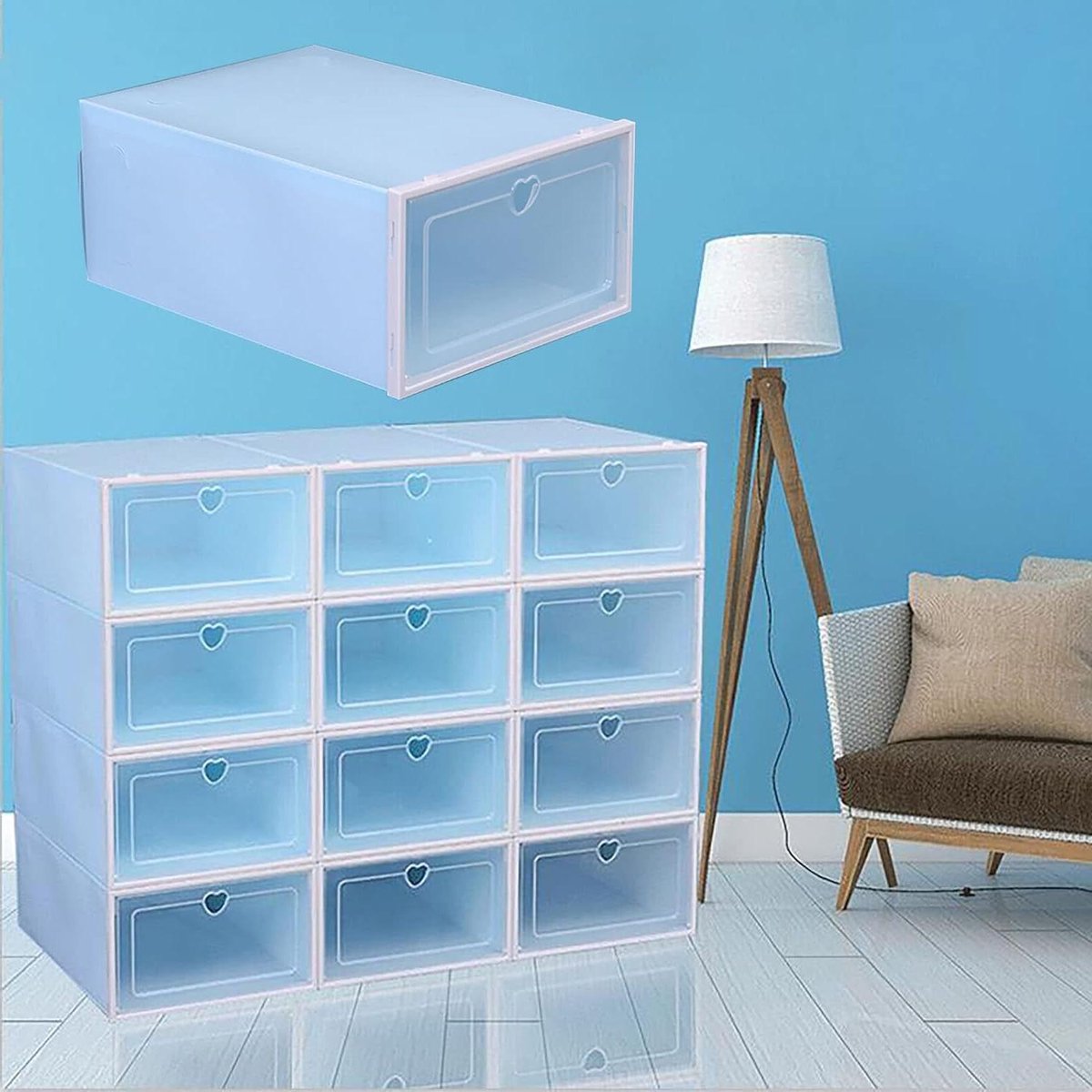 Schoenendozen Set - Opbergdozen - Schoenen Opbergen - Stapelbaar Ontwerp - 20 Stuks - Blauw