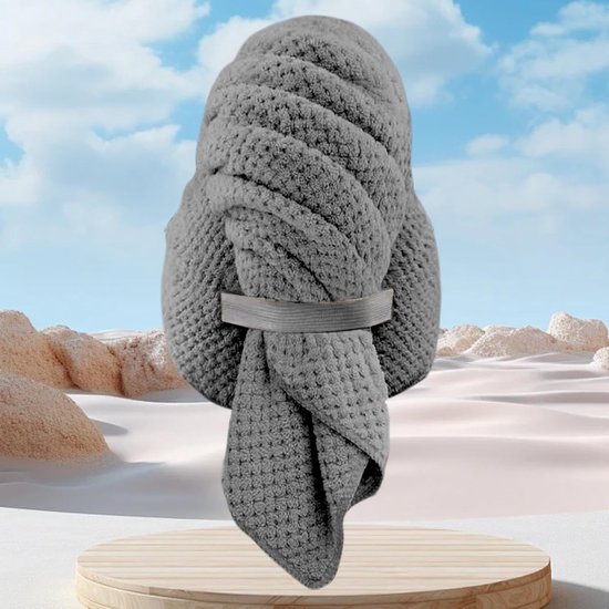 Microvezel Haarhanddoeken - Sneldrogende Kappen - Haar Drogen - Ultra Absorberend - 61 x 105 cm - Grijs — afbeelding 4