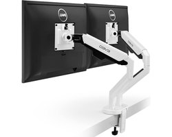 Dubbele Monitorstandaard - Monitorarmen - Bureau Organiseren - Gasveer Verstelbaar - 14-32 inch - Wit