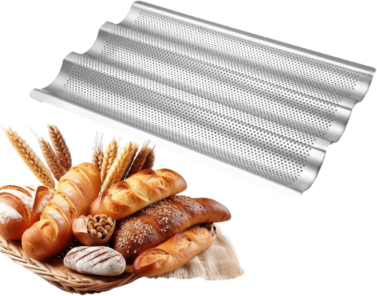 Broodbakvorm - Broodplaat Bakplaat - Brood Bakken - Anti-aanbaklaag - 38.9 cm - Zilver